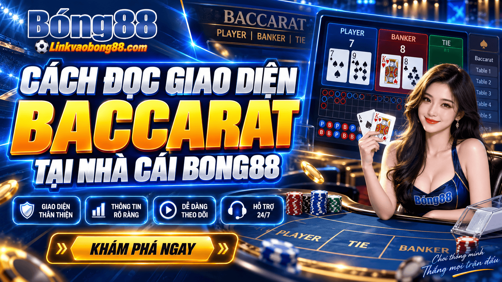Cách đọc giao diện Baccarat tại Bong88