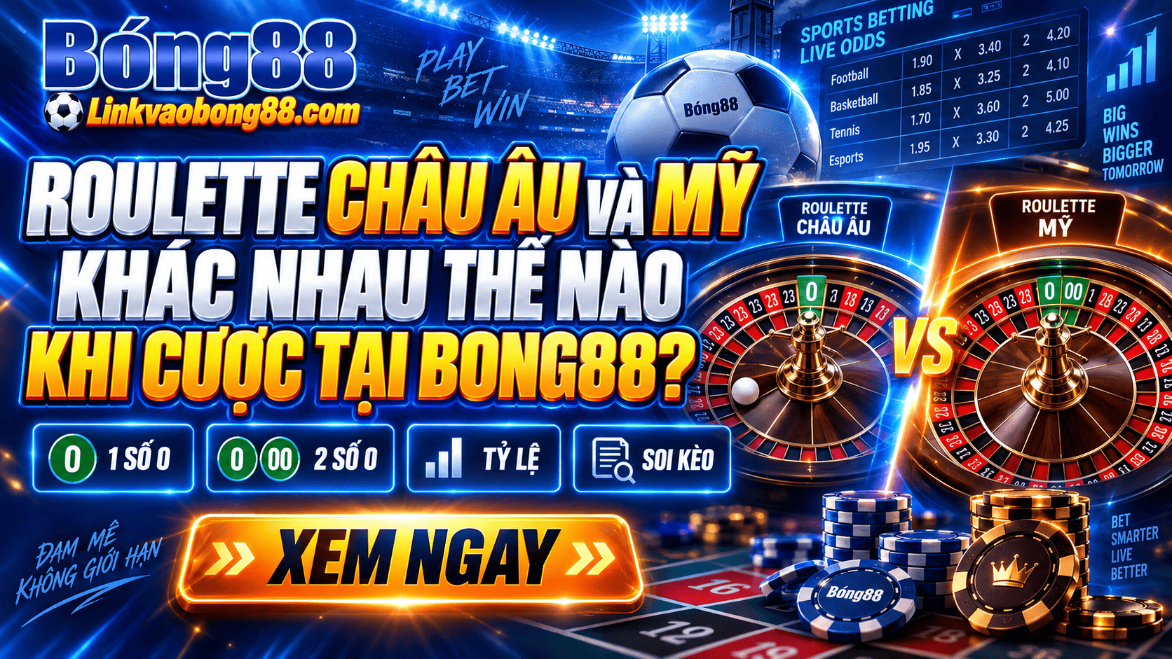 Roulette châu Âu và Mỹ khác nhau thế nào khi cược tại Bong88?
